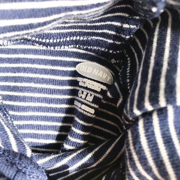 Old Navy blue stripe hooded jumpsuit EUC 0-3m - Picture 3 of 4